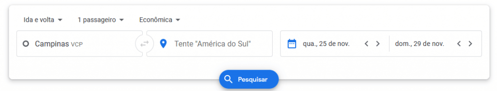 Definição dos destinos