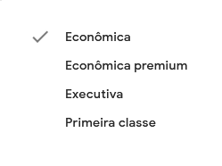 Google Flights: Tipo Passagem