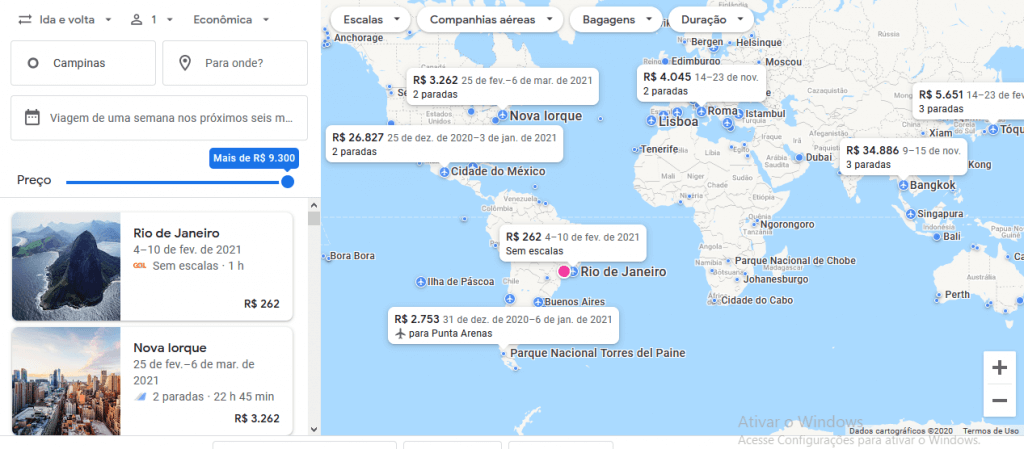 Exploração de Destinos